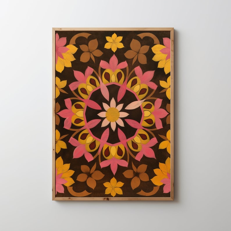 Folk Art Mandala Painting Digital Download Abstract Art Print Farmhouse ...