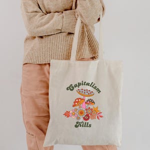 Anti Kapitalismus Bio Einkaufstasche, Politische Linke Wiederverwendbare Einkaufstasche, Politische Statement Schultertasche, Kommunismus Sozialismus, GenZ Geschenk