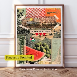 Digital Free Palästina Kunst Collage, Wassermelone Kunstdruck, Palästina Widerstand Kunst, Rafeef Ziadah Gedicht, Palästina Poster, Menschrechte Kunst