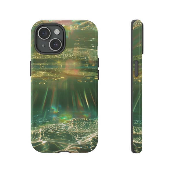 Étui rigide motif caustiques légers à l'eau 9, motif de lumières chatoyantes dansant sous la surface de l'eau, amateur de plage océanique, étui pour téléphone samsung