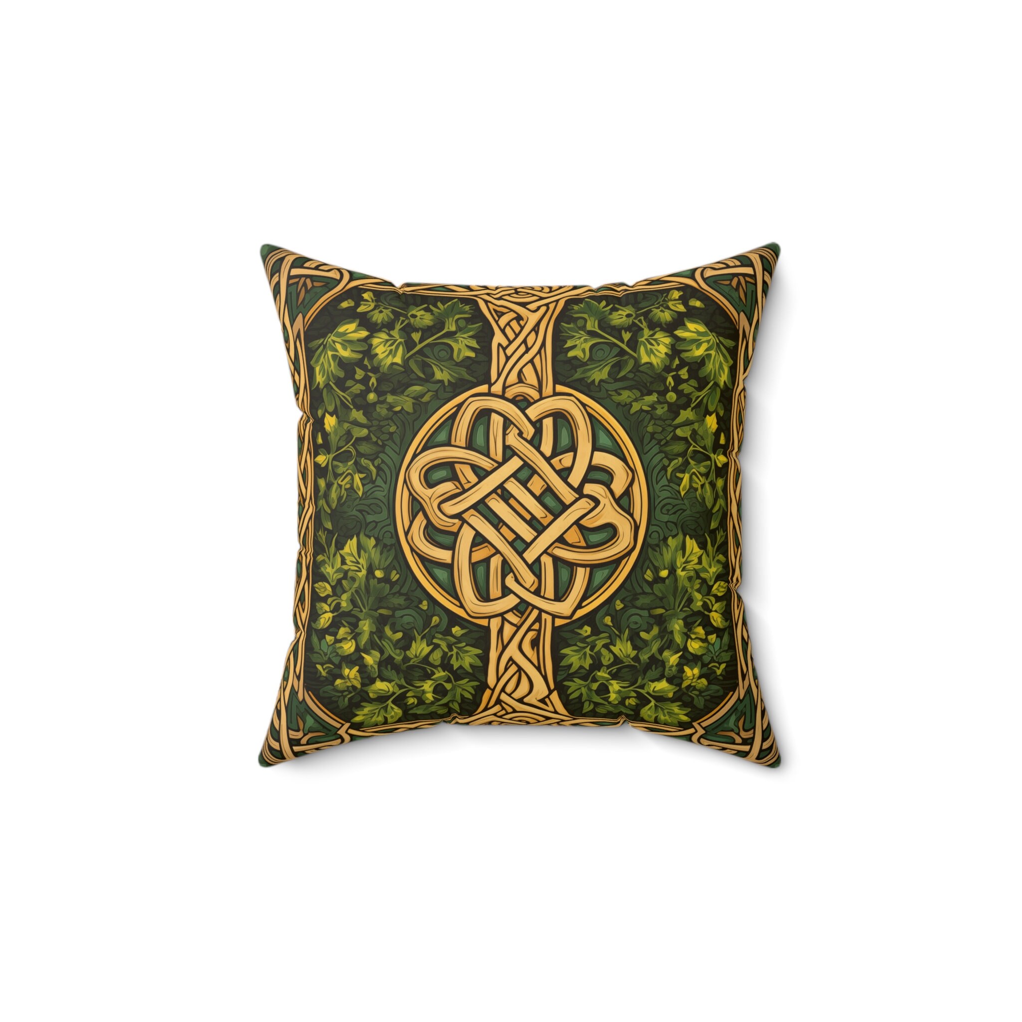 Celtic Knot Pillow Green and Gold Collection
