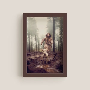 Jesus Saves The Lamb  | Lost Sheep | Digital Art Piece | Automatic Download | Christ  | Christian Art | Christian Gift | Jesus Leaves The 99