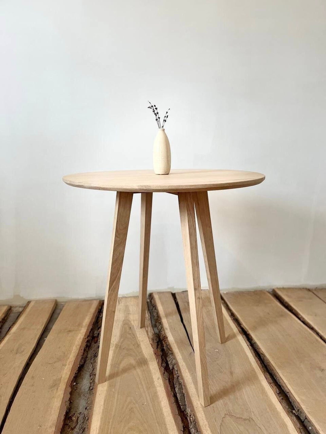 Round Solid Wood White Oak Dining Table Reclaimed Dining Room Etsy