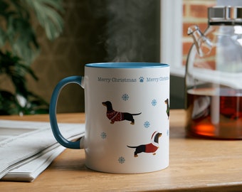 Tasses à café teckel joyeux Noël, 11 oz, cadeau tasse pour chien