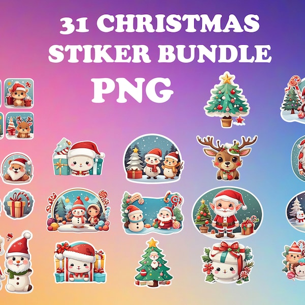 Christmas Sticker PNG Pack | Christmas Sticker Set | Christmas svg | Christmas Santa svg | Christmas bundle | Art stickers | Laptop stickers