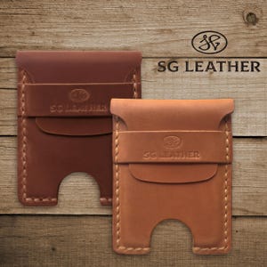 Gepersonaliseerde cadeaukaarthouder met klep, minimalistische portemonnee van Crazy Horse-leer, monogramkaarthouder, lederwaren, cadeau voor haar