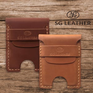 Minimalistische portemonnee met klep, kaarthouder van Crazy Horse-leer, monogram kaarthouder gepersonaliseerd cadeau, lederwaren, cadeau voor hem