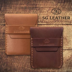 Leder Kartenhalter mit Klappe, Minimalistische Brieftasche aus Crazy Horse Leder, Monogramm Kartenhalter, Lederwaren, personalisiertes Geschenk für sie