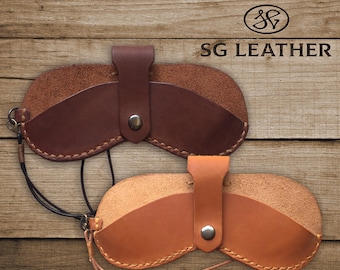 Personalized Gift, Glasses Holder from Crazy Horse Leather, Sunglasses Organizer with Detachable Cord, Gift for Him, Gift for Her