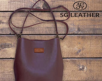Leather Shoulder Bag, Bucket Bag Perfect for Women Ladies, Crossbody Bag Personalized Gift, Leather Tote, Gift for Her, Custom Tote Bag