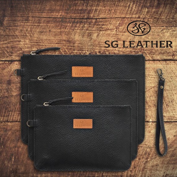 Bolsa de maquillaje, cartera de cuero con cremallera, organizador