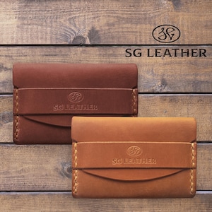 Leder Kartenetui mit Klappe, Minimalistisches Portemonnaie aus Crazy Horse Leder, Monogramm Kartenhalter, Lederwaren, personalisiertes Geschenk für Ihn
