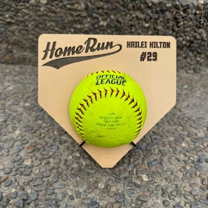 Custom Home Run Ball Display | Personalized Baseball or Softball Keepsake Holder