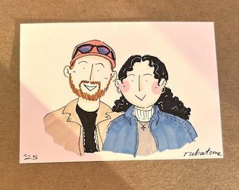 Customized Hand Drawn Portrait of 1-9 People and/or Pets