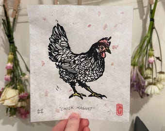 Kuikenmagneet | Linosnede kip kip