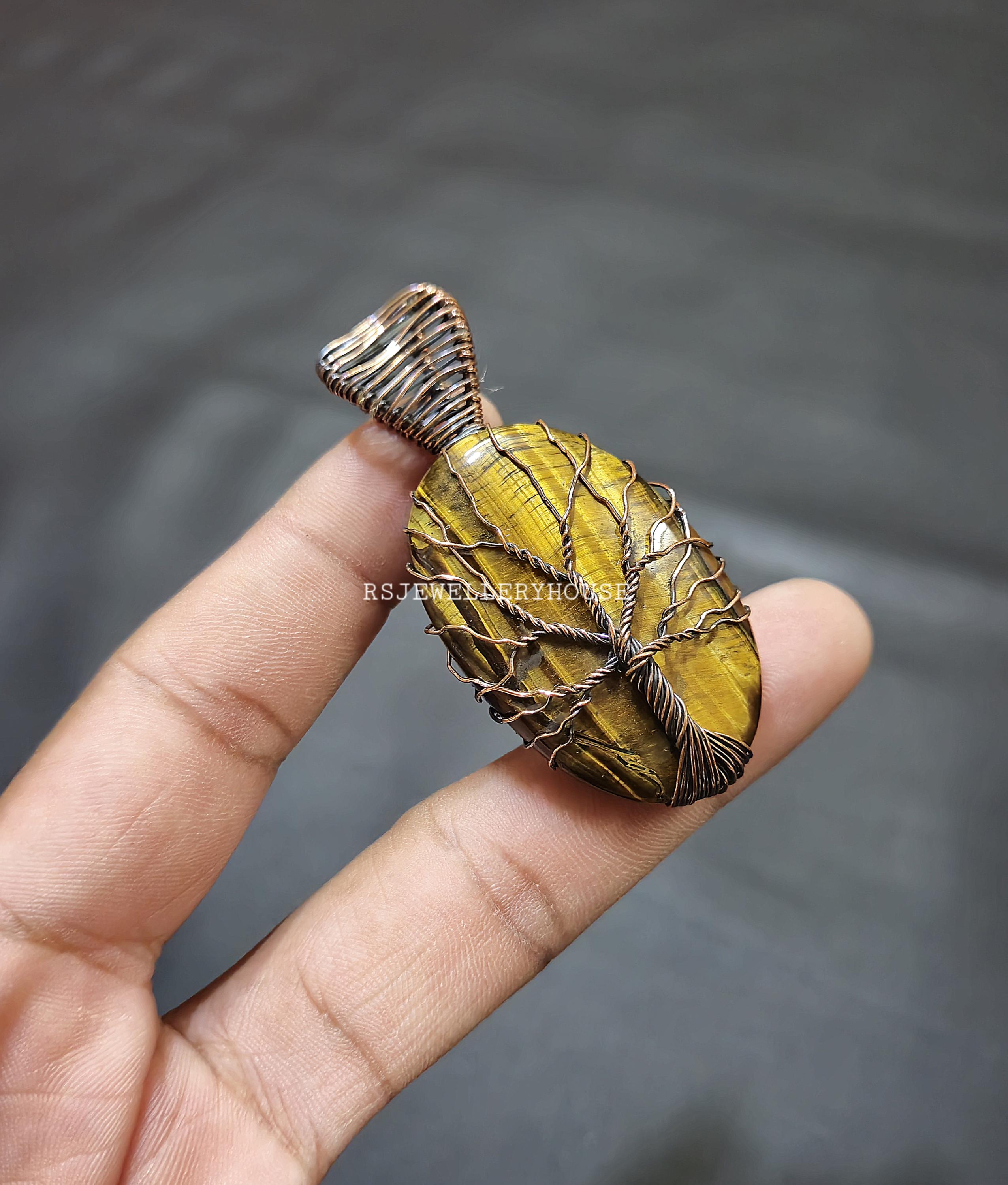 Collana Regolabile Ciondolo Pentasfera in acciaio inossidabile con pietra naturale Occhio di Tigre