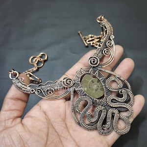 Ammonite Fossil Necklace Wire Wrapped Jewelry Designers Wrap Necklace Adjustable Jewelry Octopus Necklace Handmade Necklace Gift For Her