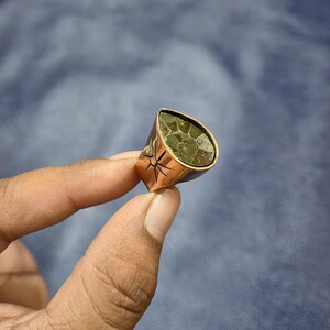 Ammonite Fossil Pure Copper Ring Ammonite Fossil Gemstone Ring Handmade Ring Jewelry Adjustable Jewelry Wire Unique Copper Jewelry Gift
