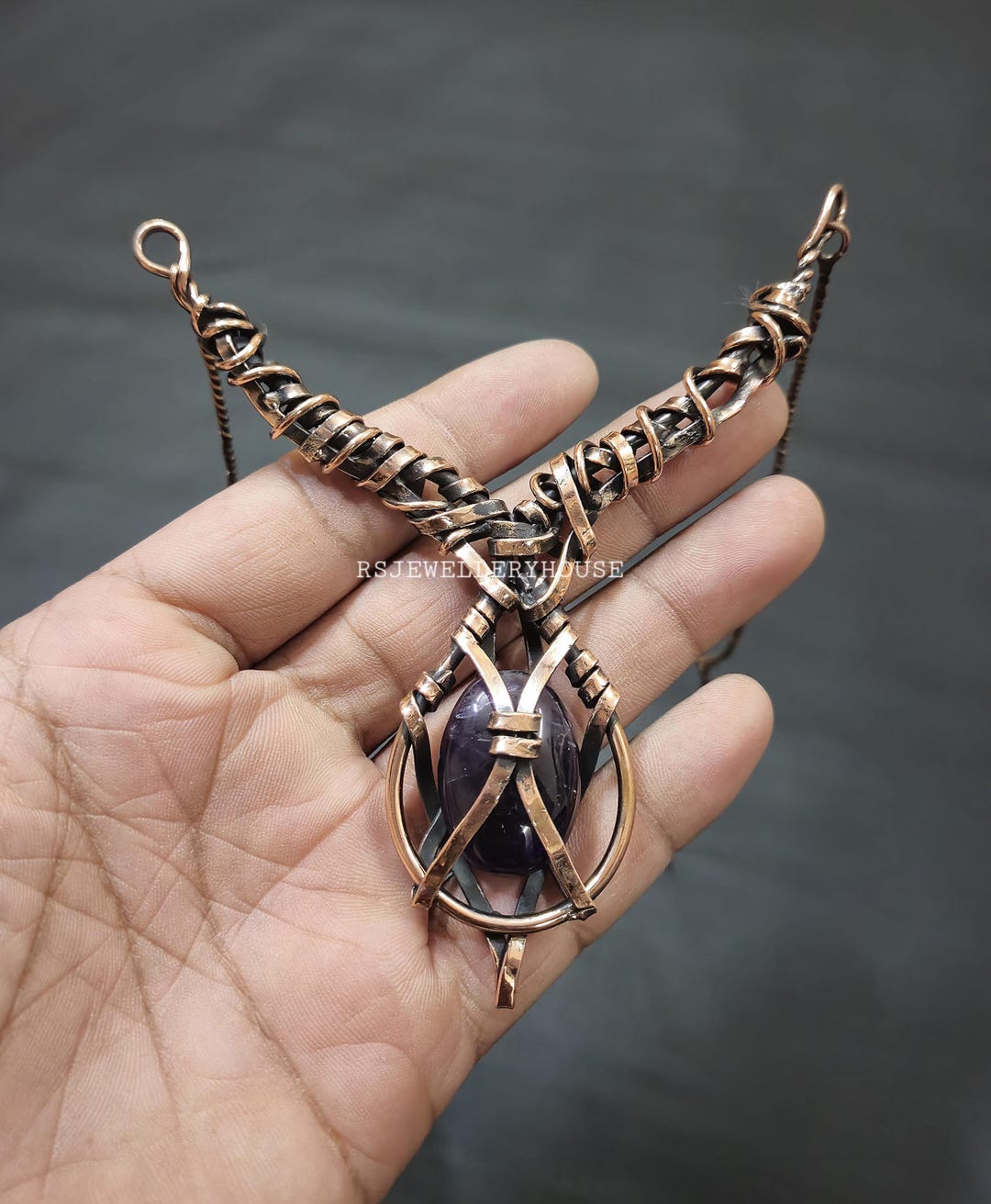 Handmade Copper Wire Wrapped Star Amethyst Necklace - Etsy