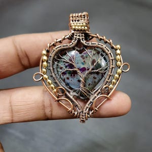 Tree Of Life Multi Fire Labradorite Pendant Copper Wire Wrapped Pendant Labradorite Heart Gemstone Jewelry Handmade Pendant Gift For Mother