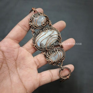 Moonstone Bracelet Copper Wire Wrapped Bracelet Adjustable Chain Bracelet Gemstone Copper Jewelry Handmade Elegant Bracelet Gifts For Him