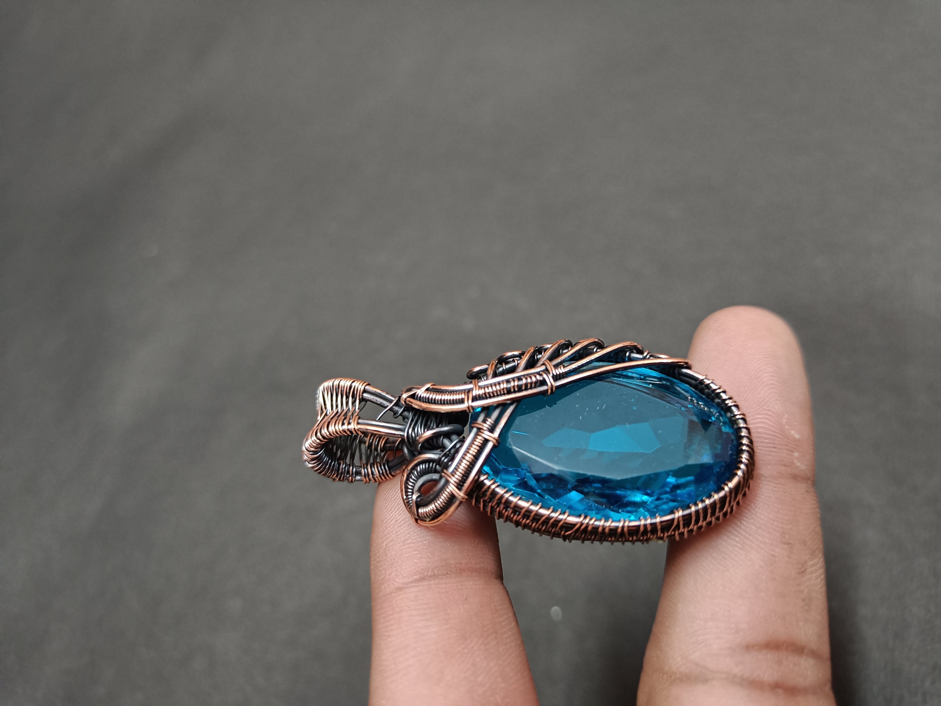 Blue Topaz Wire Wrapped Layering Necklace