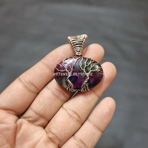 Multi Fire Labradorite Wire Wrapped Two Tree Handmade Pendant Gemstone Copper Wire Wrap Pendant Jewelry Amazing Tree Pendant Gift For Him