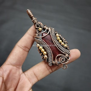 Red Flash Labradorite Pendant Copper Wire Wrapped Pendant Natural Gemstone Pendant Handmade Designer Pendant Copper Jewelry Graduation Gifts