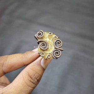 Ammonite Fossil Copper Wire Wrapped Ring Ammonite Fossil Gemstone Ring Handmade Ring Jewelry Adjustable Ring Wire Unique Copper Jewelry Gift