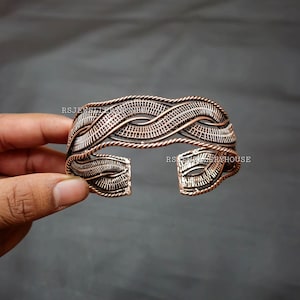 Copper Wire Wrapped Bangle Adjustable Cuff Bracelet Handmade Bangle Copper Jewelry Latest Design Cuff Bracelet Gift For Mother