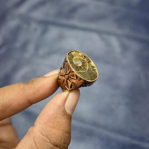 Ammonite Fossil Pure Copper Ring Ammonite Fossil Gemstone Ring Handmade Ring Designers Jewelry Adjustable Ring Unique Copper Jewelry Gift