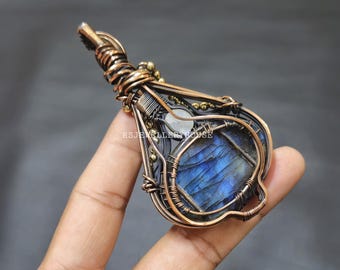 Albero della Vita Pietra Preziosa Labradorite Verde Filo di