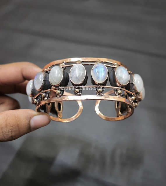 Ancien Bracelet En Cuivre Martelé, Orné, Style Vintage, Pour Homme Ou Femme