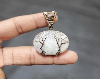 ワイヤーラップ銅製生命の樹ムーンストーンペンダント - Etsy 日本