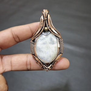 Moonstone Pendant Copper Wire Wrapped Gemstone Jewelry Copper Pendant Moonstone Jewelry Handmade Moonstone Wire Wrap Pendant Gift For Women