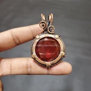Lovely Garnet Pendant Copper Wire Wrapped Jewelry Garnet Gemstone Jewelry Handmade Top Quality Star Wire Copper Pendant Gift For Christmas