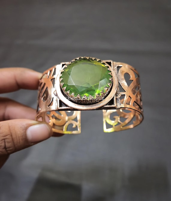 Gorgeous Peridot Wire Wrapped Bangle Copper Wrap Bracelet