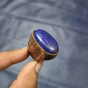 アンモナイト化石純銅リング アンモナイト化石宝石リング ハンドメイド