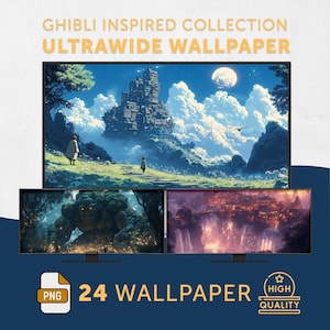 Ghibli Inspired Ultrawide Wallpaper: Anime Desktop Art (Digital Download)
