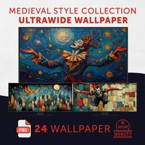 Ultrawide Medieval Wallpaper, Surreal Renaissance PC Background, Vintage Manuscript Art, Aesthetic Wide Screen Wallpaper, vintage ultrawide
