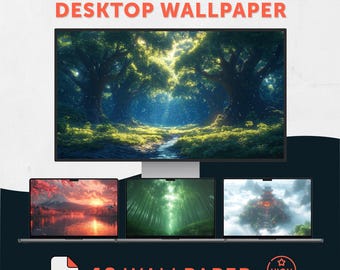 Ghibli Landscape Wallpaper Bundle, Anime PC & Tablet Backgrounds (Digital Download)