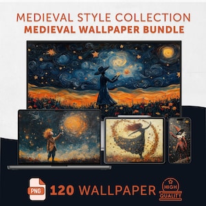 Medieval Style Wallpaper Bundle, Surreal Renaissance Art Pack, Vintage Manuscript Backgrounds, Aesthetic Digital Download, Surrealism Bundle