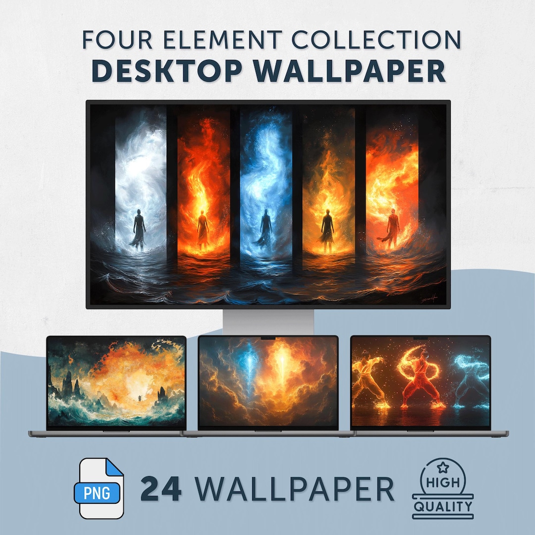 Epic Four Elements Desktop Wallpaper | 4K Cinematic Elemental Fantasy ...