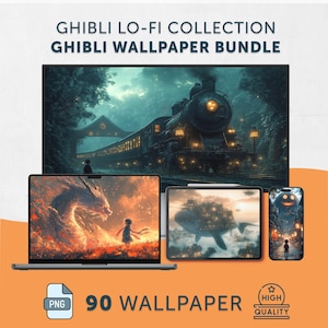 Ghibli Lo-fi Wallpaper Bundle, Desktop Phone Ultrawide Backgrounds, Aesthetic Anime Art Pack, Cinematic Digital Wallpaper Set, Mac Studio