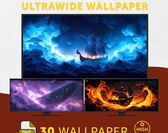 Epic Pirate Ship Ultrawide Wallpaper | 30 Cinematic 4K Nautical Arts, 21:9 Widescreen Desktop Set, Ocean Adventure PC Backgrounds