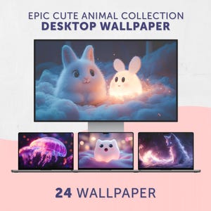 Papier peint animal épique et mignon, fond d&#39;écran pour PC esthétique de conte de fées, papier peint animal Lofi Fantasy, arrière-plan d&#39;ordinateur kawaii