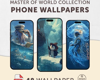 Sfondo per telefono ispirato agli anime Ghibli, arte fantasy pastello (download digitale)