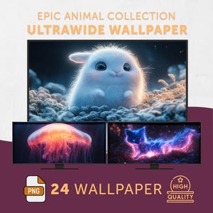 Epic Cute Ultrawide Wallpaper, Epic Cute PC Background, 3D Ghibli Aesthetic Widescreen Wallpaper, Cinematic Kawaii Animal Desktop Wallpaper
