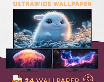 Epic Cute Ultrawide Wallpaper, Epic Cute PC Background, 3D Ghibli Aesthetic Widescreen Wallpaper, Cinematic Kawaii Animal Desktop Wallpaper
