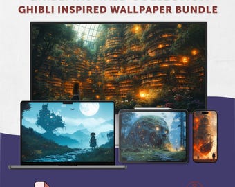 Ghibli Inspired Wallpaper Bundle: Anime PC, Mac, iOS (Digital Download)